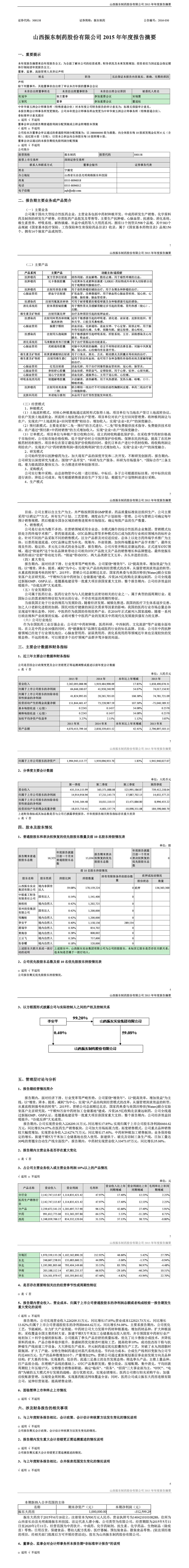 sunbet制药,sunbet,300158,年度报告